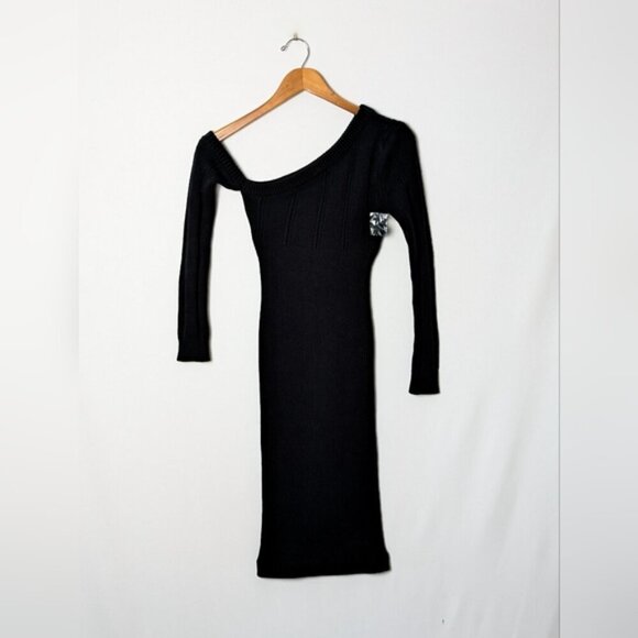 MAJORELLE Landau Dress Off The Shoulder Asymmetric Sweater Black Revolve XS - Picture 5 of 9